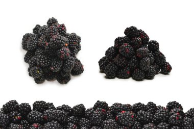 Beyaz arka planda izole edilmiş lezzetli böğürtlen.  