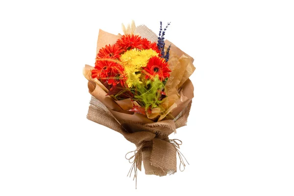 Őszi Csokor Narancs Yallow Virágokkal Gerbera Szigetek — Stock Fotó