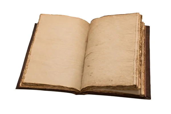 Viejo Cuaderno Vacío Abierto Aislado Sobre Fondo Blanco Copiar Espacio — Foto de Stock