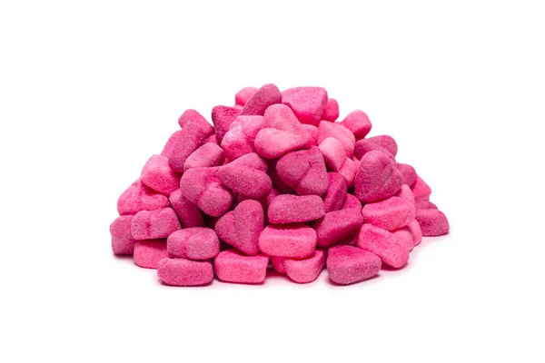 Roze Gummisnoepjes Bovenaanzicht Jelly Snoepjes Geïsoleerd Een Witte Achtergrond — Stockfoto