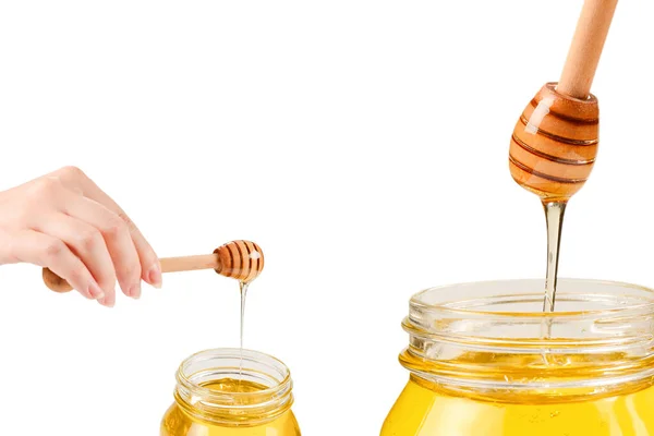 Dipper Honey Woman Hand Space Text Design — Stock Photo, Image