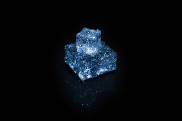 Cubes Cristal Glace Sur Fond Noir Espace Pour Texte Design — Photo
