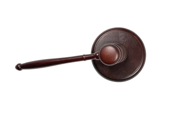 Wooden Judge Gavel Soundboard Isolated White Background Justice Law System — Stock Photo, Image