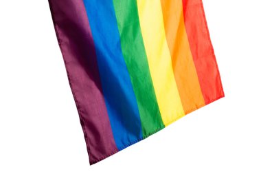 Arka plan olarak gökkuşağı bayrağı. Üst Manzara. LGBT bayrağı. 