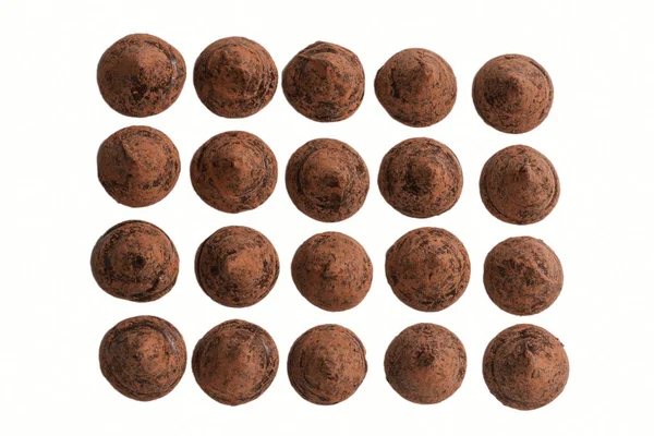 Tartufi Cioccolato Isolati Fondo Bianco Candele Cioccolato — Foto Stock