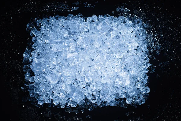 Cuburi Cristal Gheață Fundal Negru Spațiu Pentru Text Sau Design — Fotografie, imagine de stoc