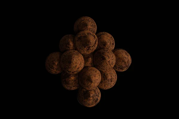 Chokladtryffel Svart Bakgrund Chokladgodis — Stockfoto