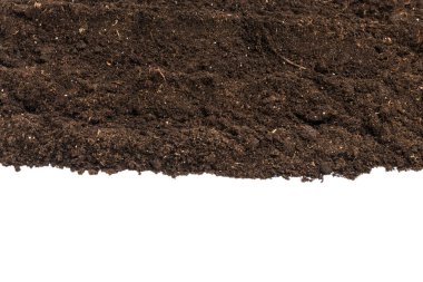 Bitkiler için toprak beyaz arka planda izole edildi. Toprak deseni.