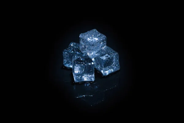 Cubes Cristal Glace Sur Fond Noir Espace Pour Texte Design — Photo