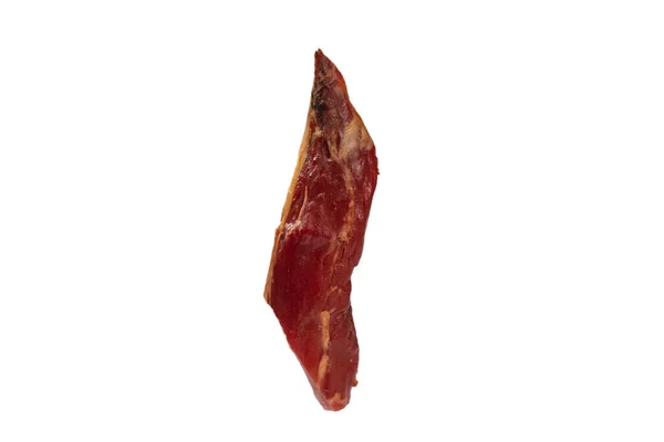 Carne Fumada Isolada Num Fundo Branco Vista Superior — Fotografia de Stock