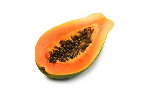 Papaya Frucht Isoliert Auf Weißem Hintergrund Tropische Früchte Halb Papaya — Stockfoto