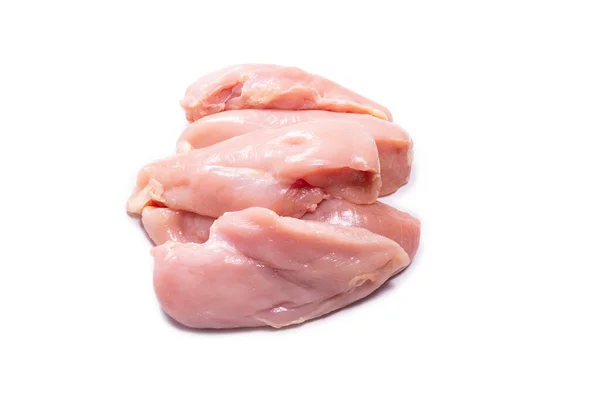Beyaz Arka Planda Çiğ Tavuk Filetosu Üst Görünüm — Stok fotoğraf