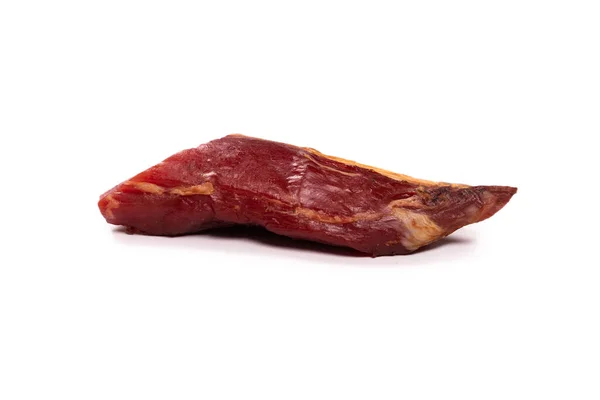 Carne Ahumada Aislada Sobre Fondo Blanco Vista Superior —  Fotos de Stock