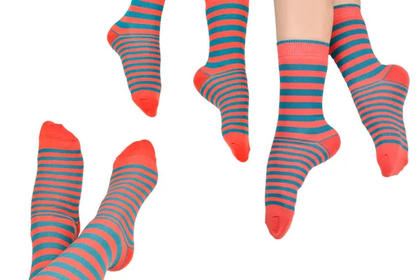 Woman Orange Socks Isolated White Background Top View — Stock Photo, Image