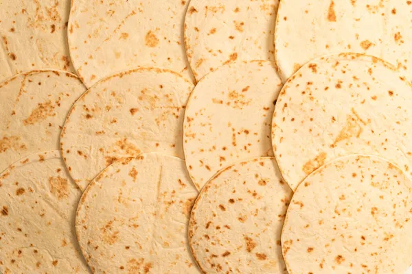 Pane Pitta Isolato Fondo Bianco Vista Dall Alto — Foto Stock