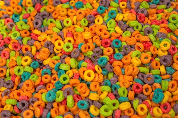 Copos Dulces Multicolores Bucles Cereales Como Fondo — Foto de Stock