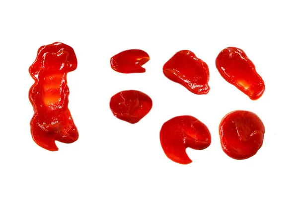Salpicaduras Salsa Roja Aisladas Sobre Fondo Blanco Ketchup — Foto de Stock