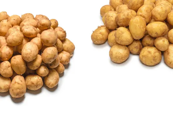 Raw Potato Isolated White Background Top View — Stock Photo, Image