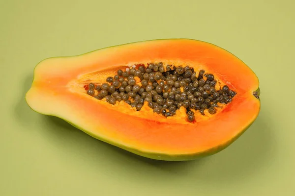 Papaya Frukt Grön Bakgrund Tropisk Frukt Hälften Papaya — Stockfoto