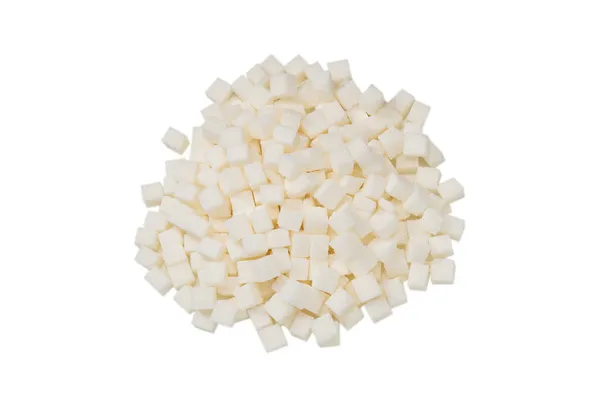 Una Pila Terrones Azúcar Aislados Sobre Fondo Blanco — Foto de Stock
