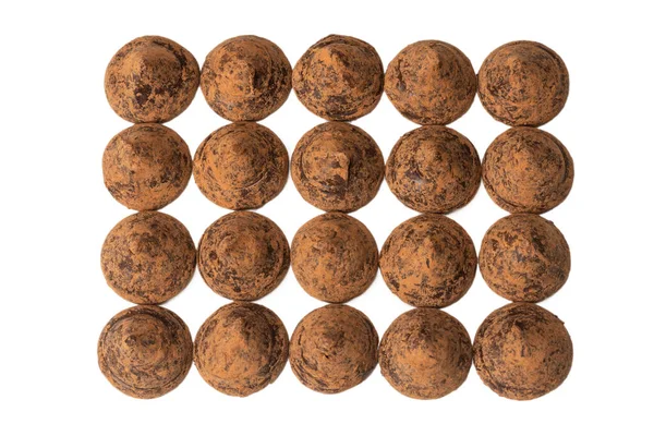 Tartufi Cioccolato Isolati Fondo Bianco Caramelle Cioccolato — Foto Stock