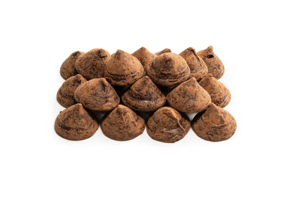 Trufas Chocolate Isoladas Fundo Branco Doces Chocolate — Fotografia de Stock