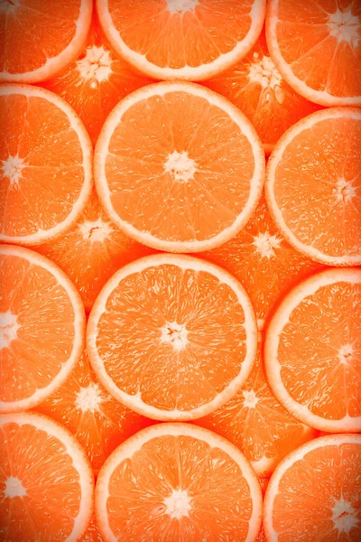 Slices Sinaasappels Als Achtergrond Bovenaanzicht — Stockfoto