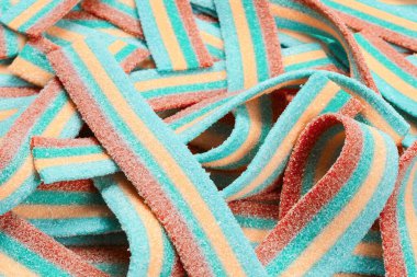 Renkli sulu sakızlı şekerler arka plan. Üst te. Jöle tatlılar.