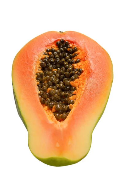 Fruto Papaya Aislado Sobre Fondo Blanco Fruta Tropical Mitad Papaya —  Fotos de Stock