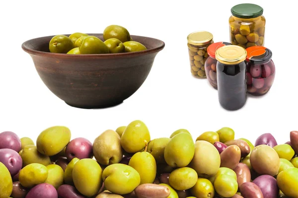 Gustoso Mix Olive Sfondo Vista Dall Alto — Foto Stock