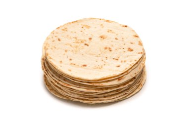 Pitta ekmeği beyaz arka planda izole edilmiş. Üst görünüm. 