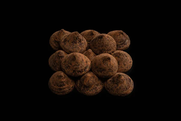 Chocolate Truffles Black Background Chocolate Candies — Stock Photo, Image