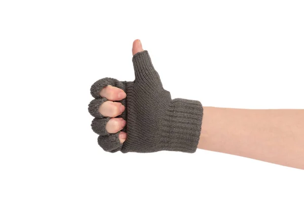 Ręce Kobiety Ciepłych Rękawiczkach Odizolowane Białym Tle — Zdjęcie stockowe