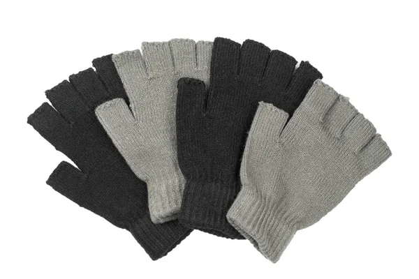 Czarne Rękawiczki Odizolowane Białym Tle Widok Góry — Zdjęcie stockowe