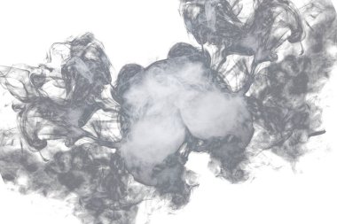 Siyah arka planda beyaz buhar. Boşluğu kopyala.