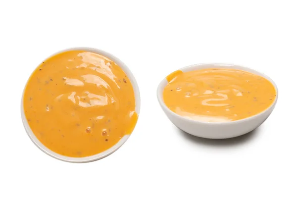 Sauce Een Kom Geïsoleerd Witte Achtergrond Bovenaanzicht — Stockfoto