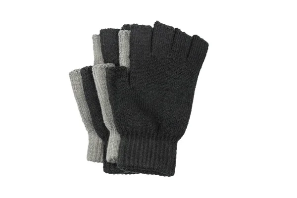 Svarta Handskar Isolerade Vit Bakgrund Ovanifrån — Stockfoto