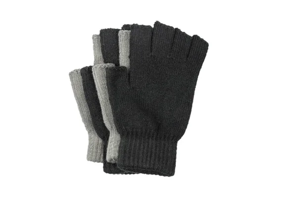 Gants Noirs Isolés Sur Fond Blanc Vue Dessus — Photo