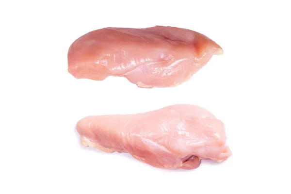 Beyaz Arka Planda Çiğ Tavuk Filetosu Üst Görünüm — Stok fotoğraf