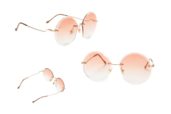 Runde Sommer Frau Sonnenbrille Isoliert Auf Weißem Hintergrund — Stockfoto