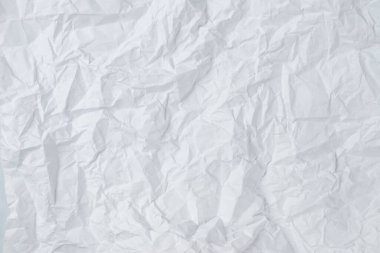 Buruşmuş beyaz kağıt arka plan. Üst Manzara. Boşluğu kopyala. 