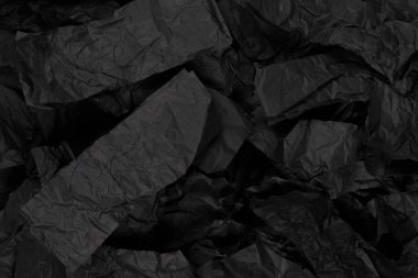 Soyut siyah kağıt dokusu arkaplanı. Üst Manzara. Boşluğu kopyala. 