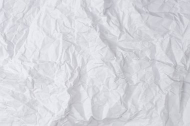 Buruşmuş beyaz kağıt arka plan. Üst Manzara. Boşluğu kopyala. 