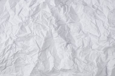 Buruşmuş beyaz kağıt arka plan. Üst Manzara. Boşluğu kopyala. 