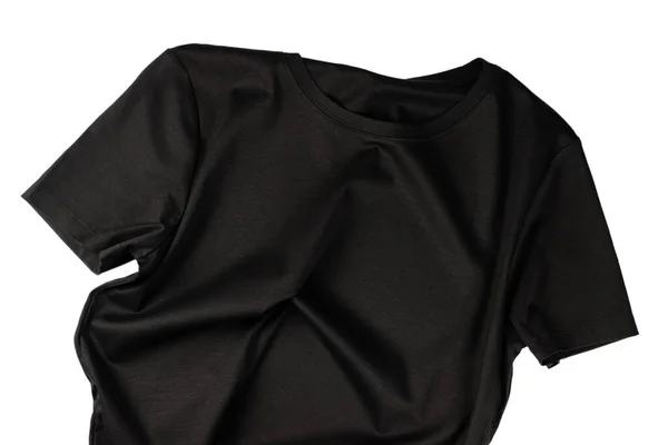 Black Cotton Shirt Isolated White Background — 图库照片