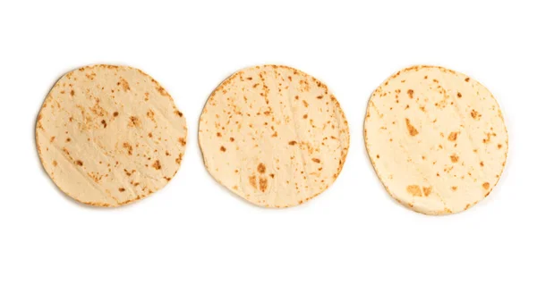 Pitta Brood Geïsoleerd Witte Achtergrond Bovenaanzicht — Stockfoto