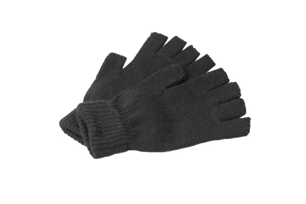 Schwarze Handschuhe Isoliert Auf Weißem Hintergrund Ansicht Von Oben — Stockfoto
