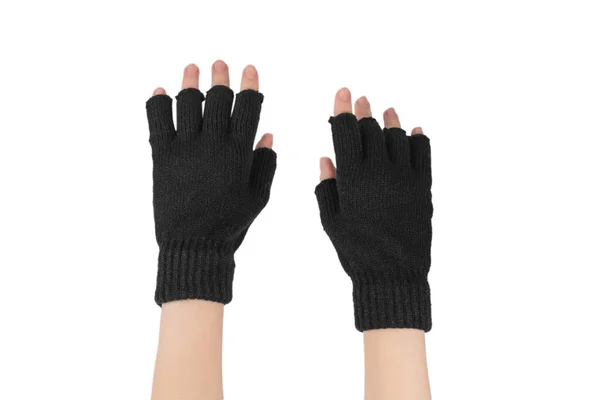 Woman Hands Warm Gloves Isolated White Background — Stock Photo, Image