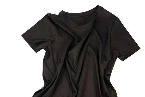 Camiseta Algodón Negro Aislada Sobre Fondo Blanco —  Fotos de Stock