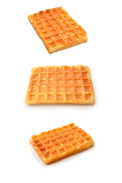 Waffle Belga Isolado Sobre Fundo Branco — Fotografia de Stock